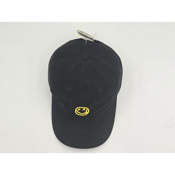 NWT Nirvana Smiley Face Black Adjustable Dad Hat  Y2K Grunge Rock Band Cap - Picture 2 of 6
